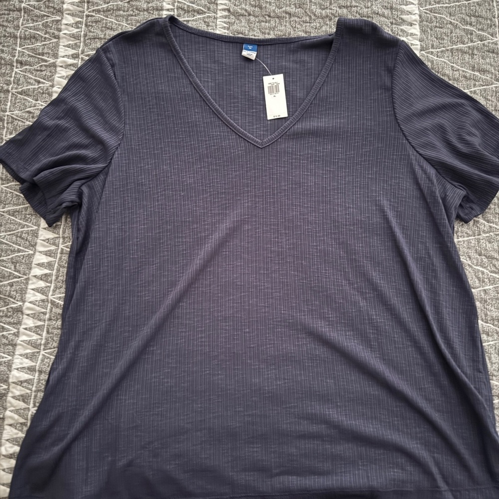 Old Navy Women's Short Sleeve V-Neck Top - Dark Blue